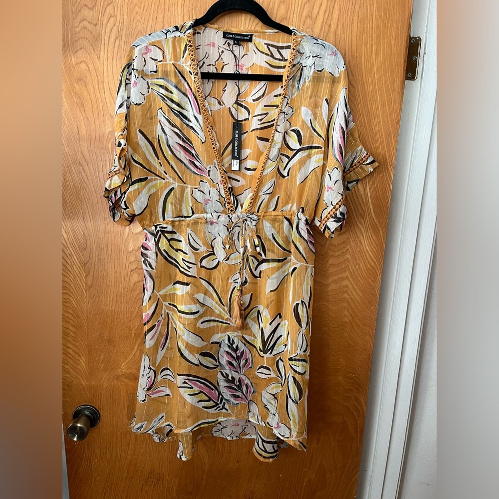 Club Z collection floral print cover up L